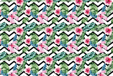 Covor vinil flori și plante zigzag tropical verde - TenStickers