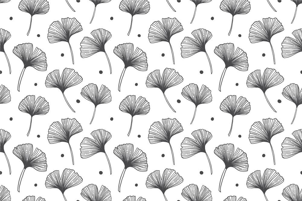Covor vinil flori și plante model frunze de gingko - TenStickers
