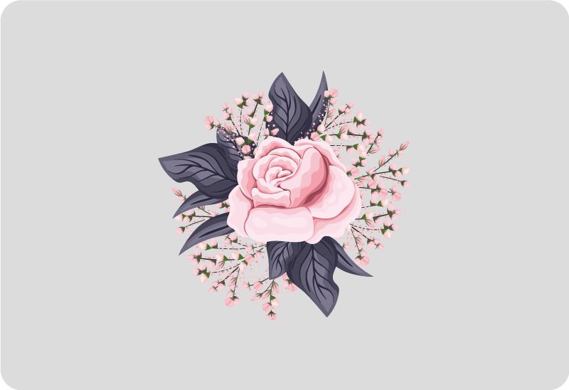Covor vinil flori și plante design floral uimitor roz - TenStickers