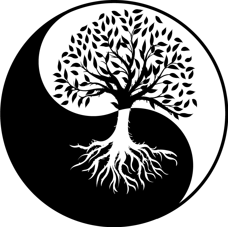 Covor vinil flori și plante copacul vieții yin și yang - TenStickers