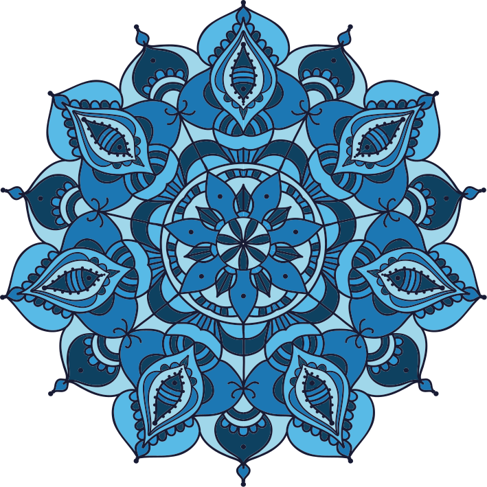 Covor vinil flori și plante mandala albastră lotus - TenStickers
