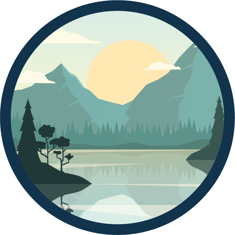 Covor vinil flori și plante siluetă munte cu lac - TenStickers