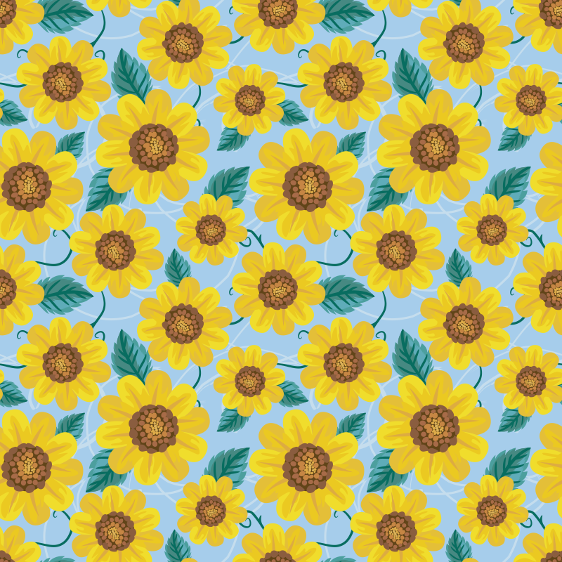 Covor vinil flori și plante motive de floarea-soarelui - TenStickers