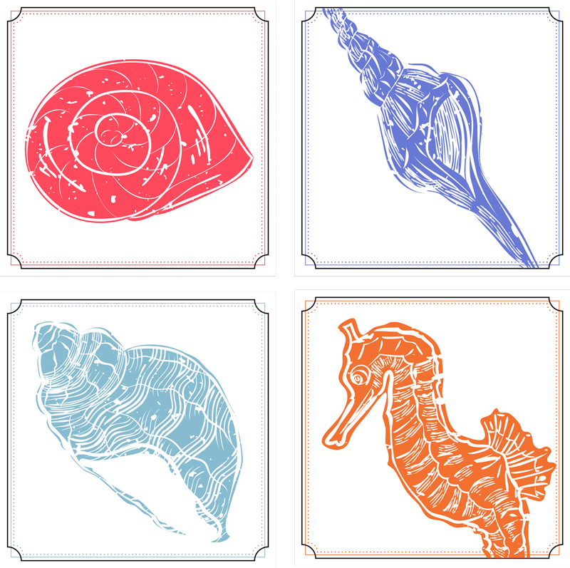 Covor vinil flori și plante motive marine - TenStickers