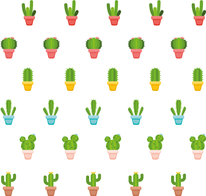 Covor vinil flori și plante cu model de cactuși - TenStickers