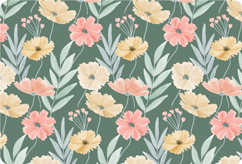 Covor vinil flori și plante model floral acvarel - TenStickers