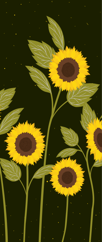 Covor vinil flori și plante câmp cu floarea-soarelui - TenStickers