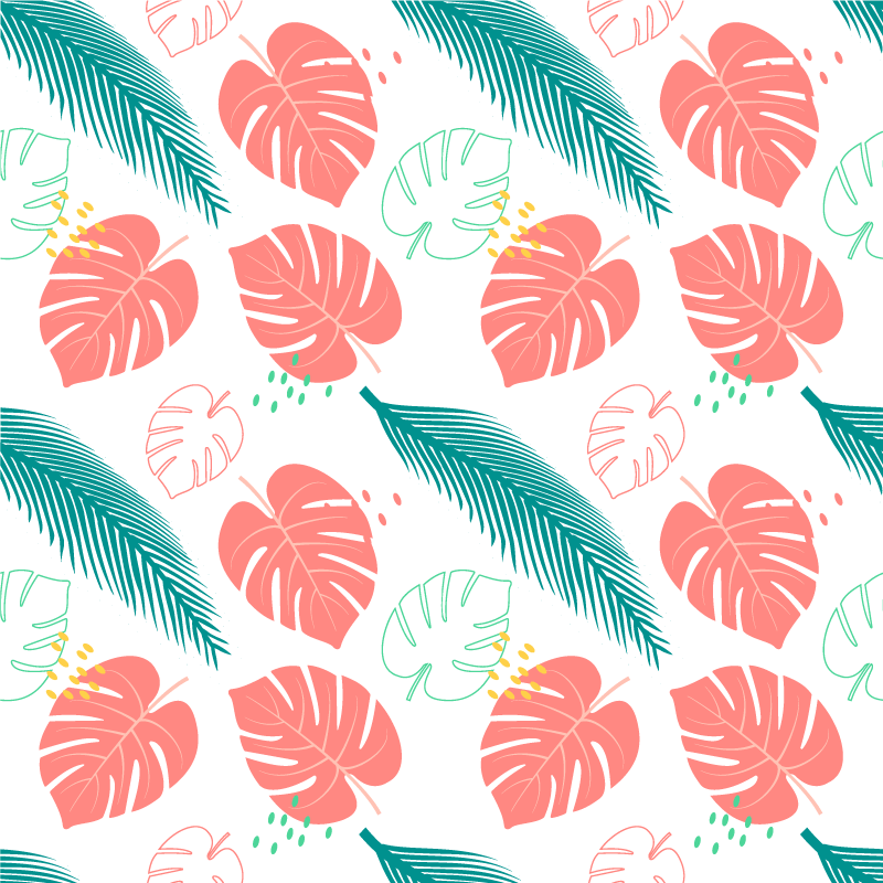 Covor vinil flori și plante frunze tropicale roz - TenStickers
