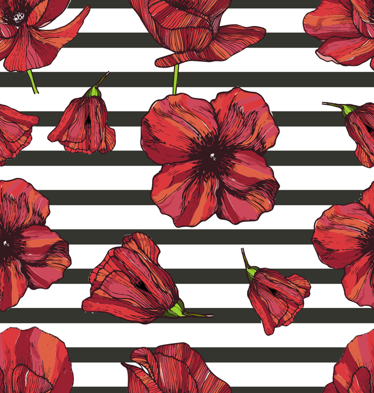 Covor vinil flori și plante maci polonezi - TenStickers