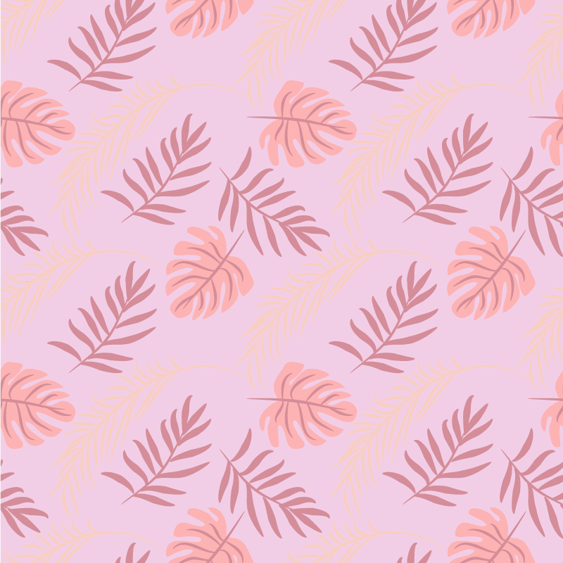 Covor vinil flori și plante design cu frunze tropicale roz - TenStickers