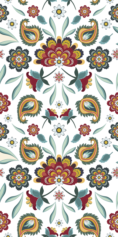 Covor vinil flori și plante stil floral etnic - TenStickers