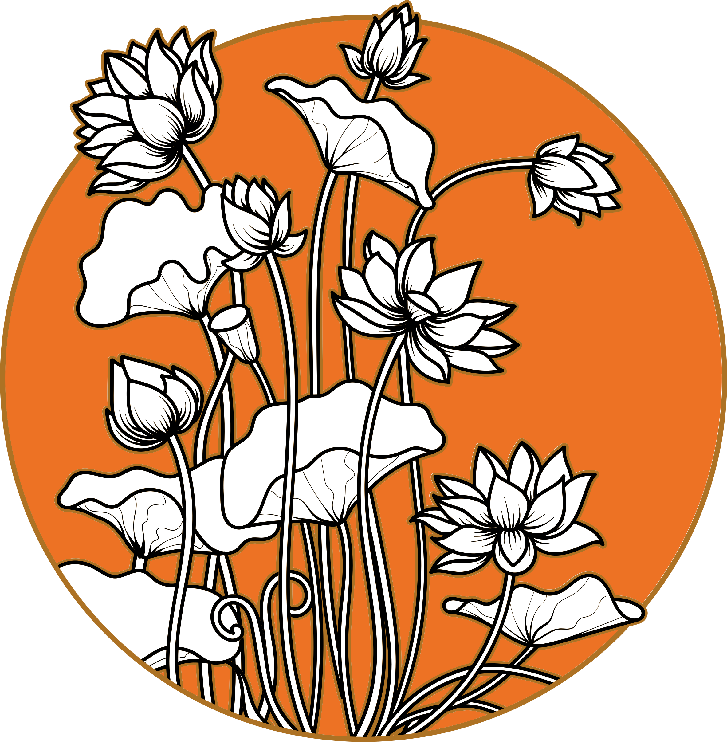 Covor vinil flori și plante stil ilustrație lotus - TenStickers