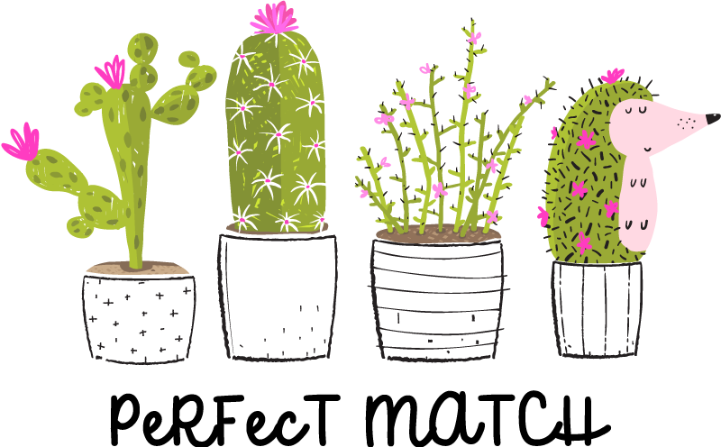 Covor vinil flori și plante potrivite cactuși - TenStickers