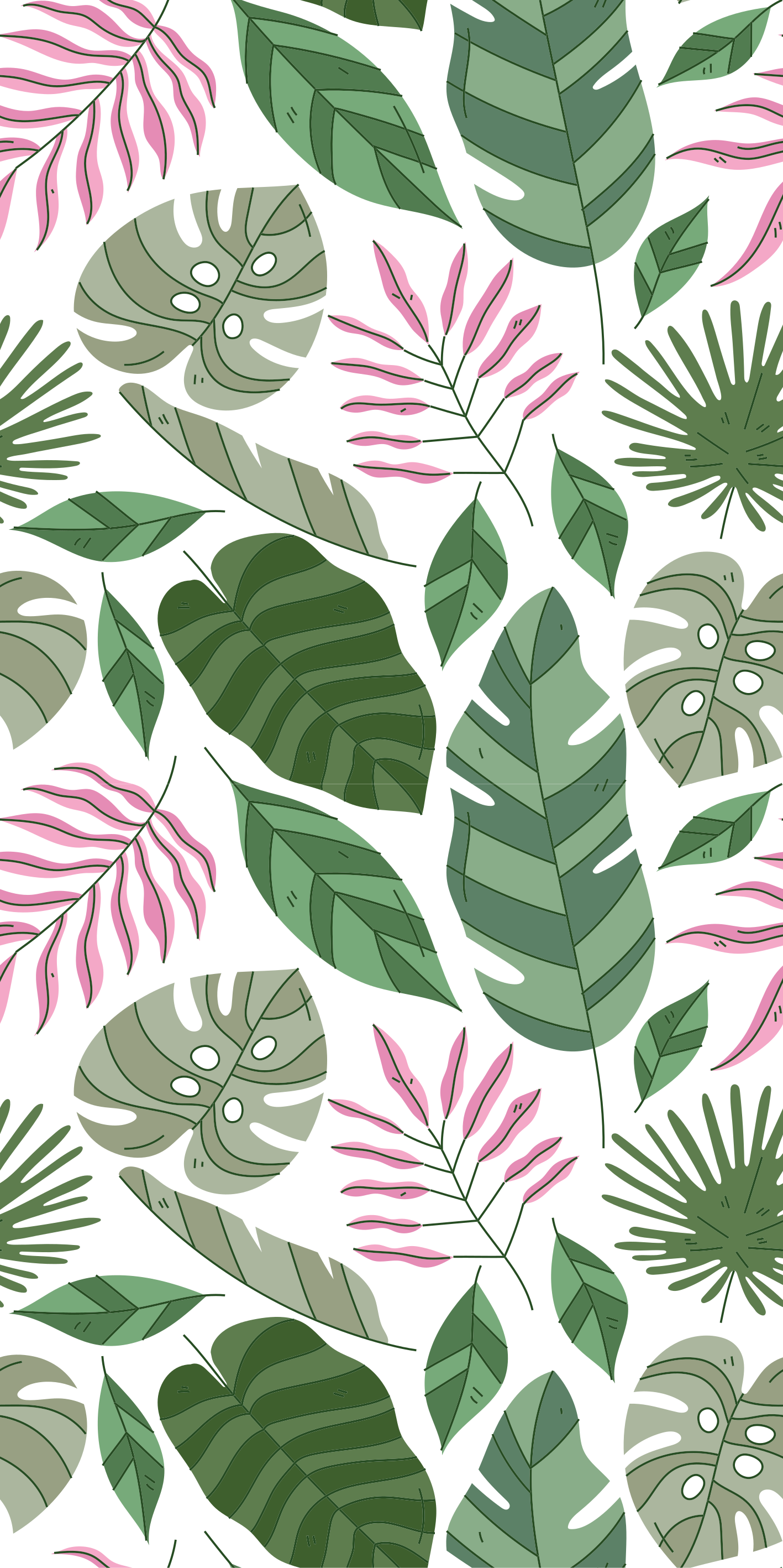 Covor vinil flori și plante grădină tropicală minimalistă - TenStickers