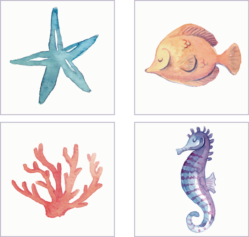 Covor de vinil pentru baie animale marine - TenStickers