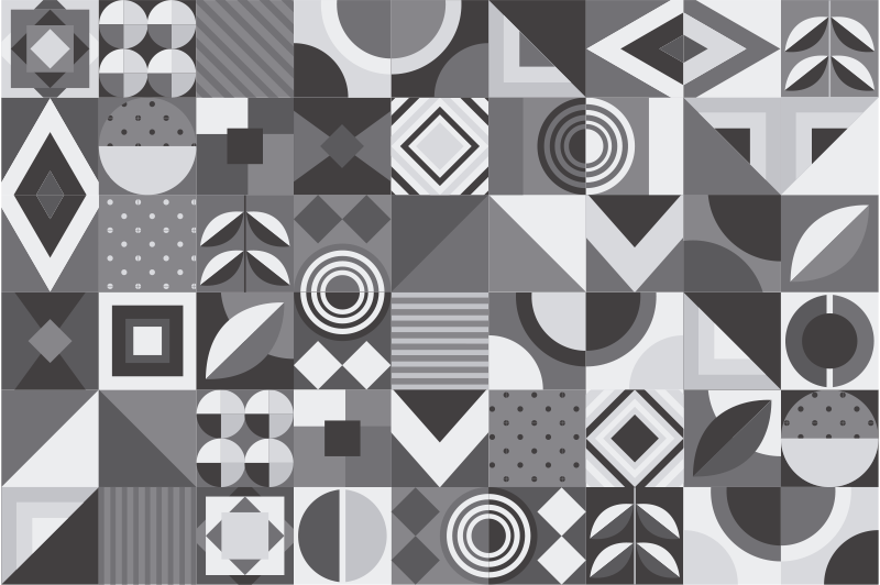 Covor de vinil pentru baie cu plăci geometrice gri - TenStickers