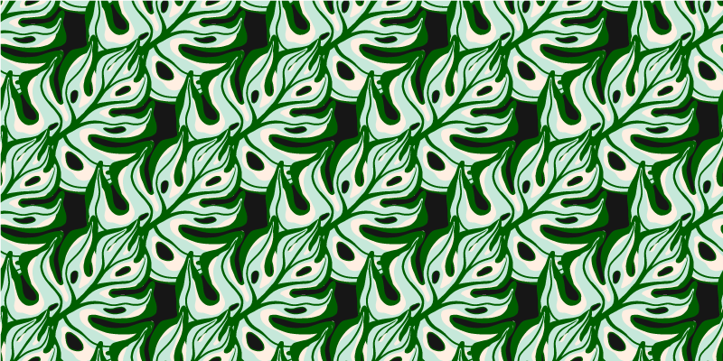 Covor vinil flori și plante model floral verde și negru - TenStickers