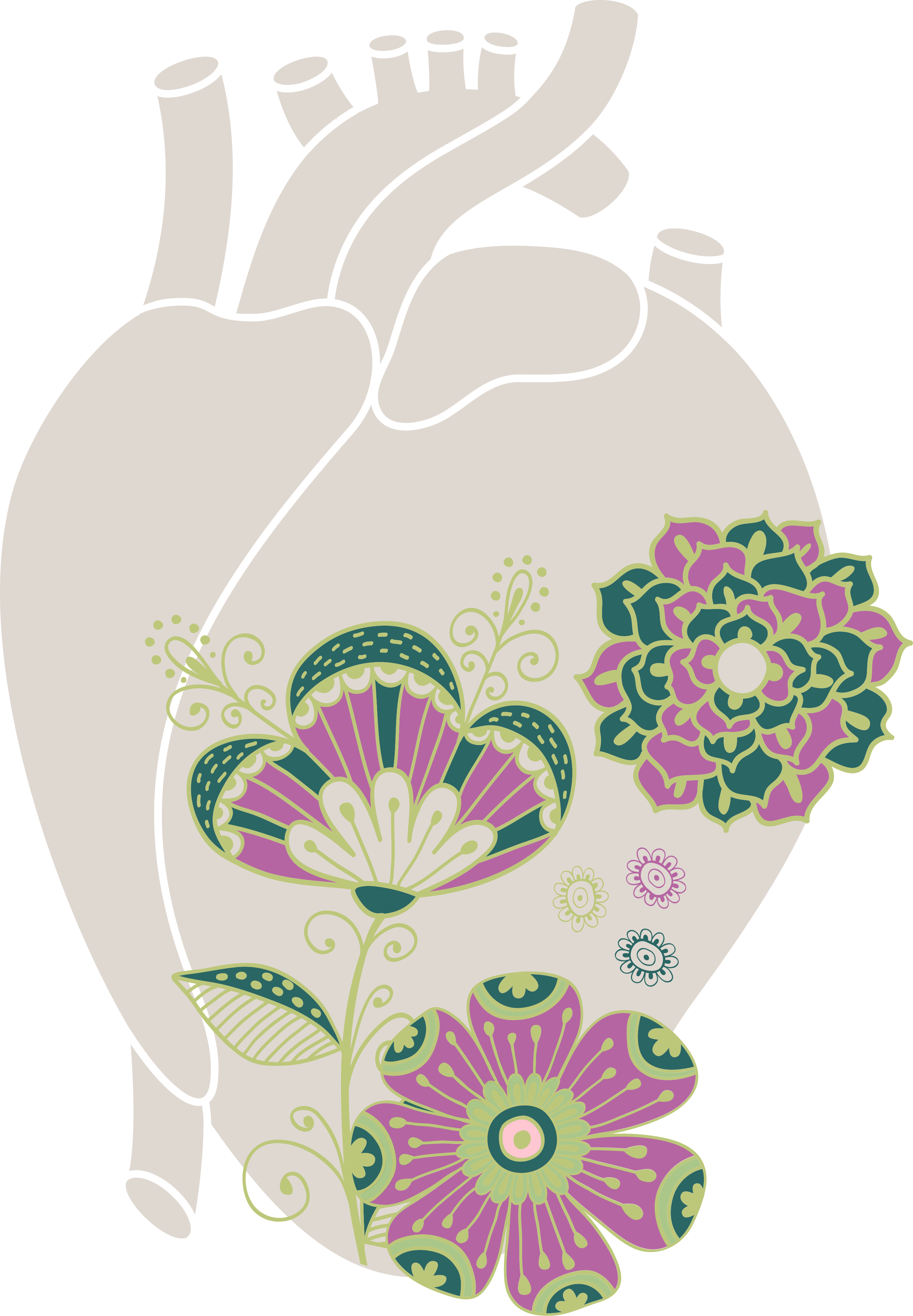 Covor vinil flori și plante inimă anatomică cu flori roșii - TenStickers