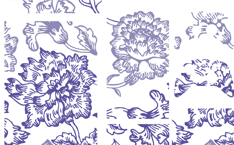 Covor vinil flori și plante model floral mov moale - TenStickers
