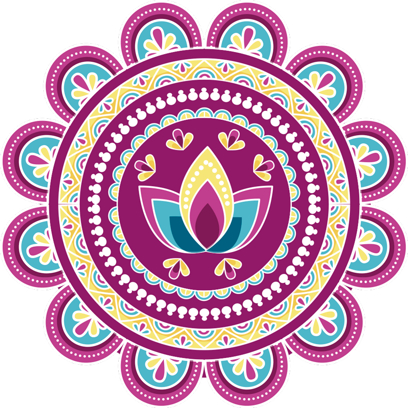 Covor vinil flori și plante mandala lotus colorat - TenStickers