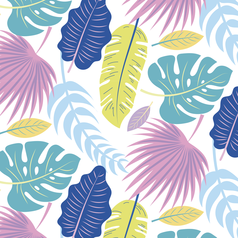 Covor vinil flori și plante cu motive colorate de frunze - TenStickers