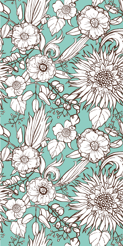 Covor vinil flori și plante model ecran floral - TenStickers