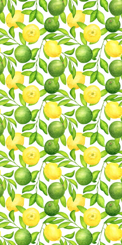 Covor vinil flori și plante model lămâie și lime - TenStickers