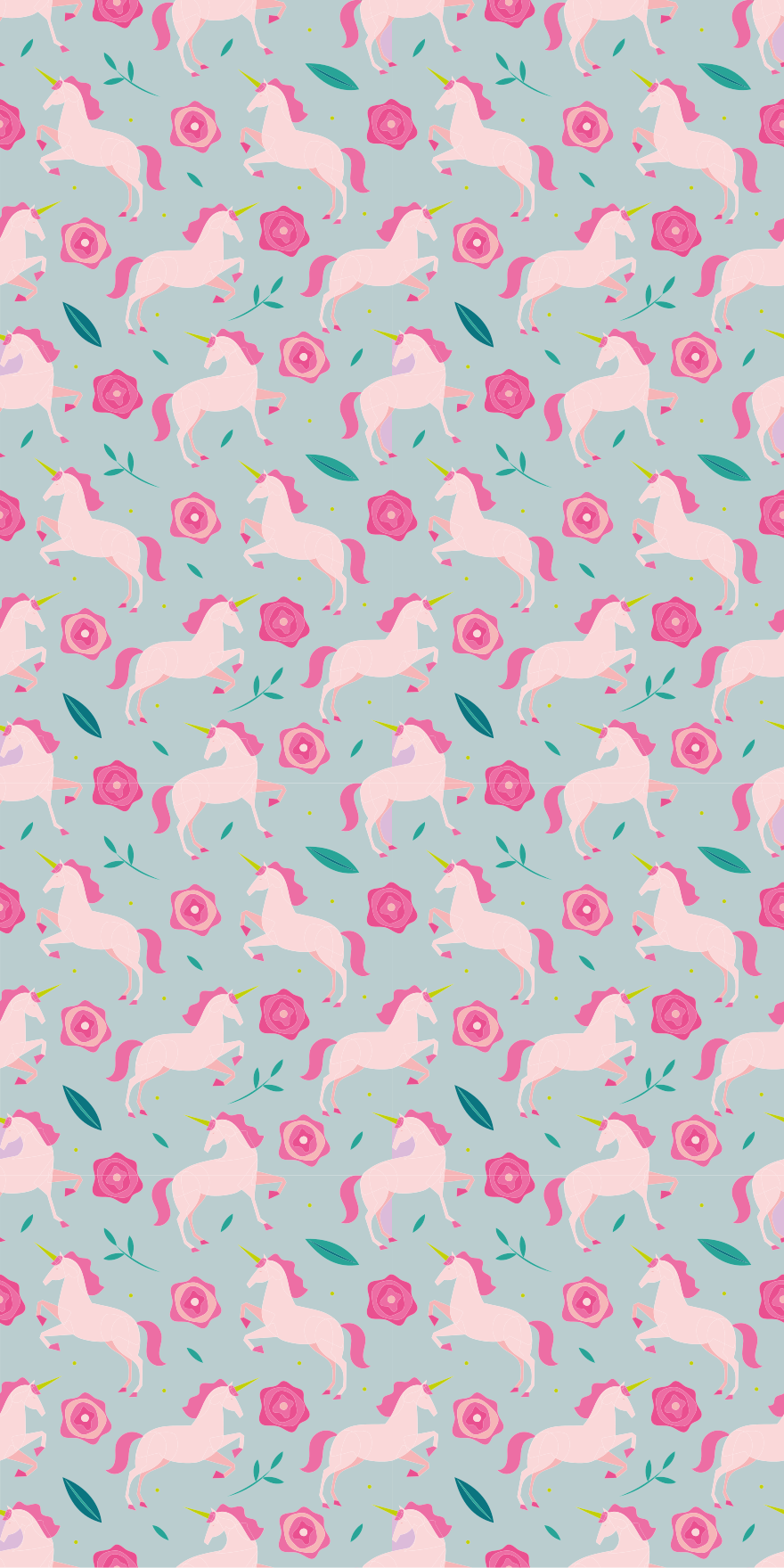 Covor de vinil adolescenți cu model unicorni florali - TenStickers