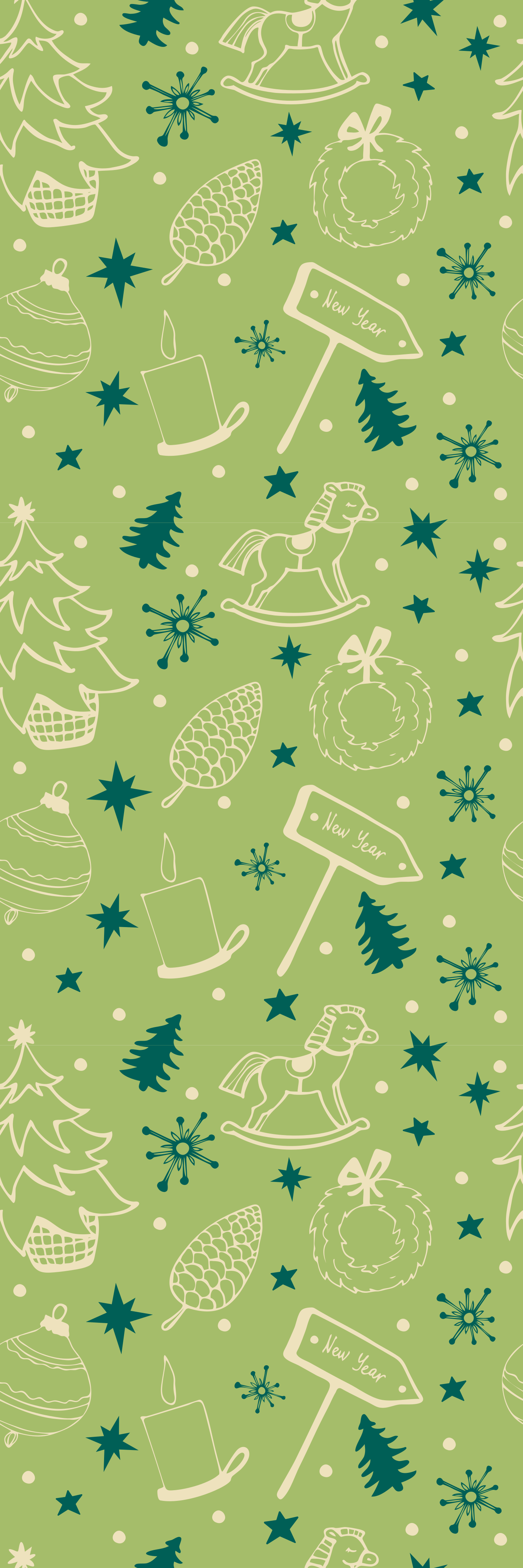 Covor vinil crăciun fundal verde cu elemente festive - TenStickers