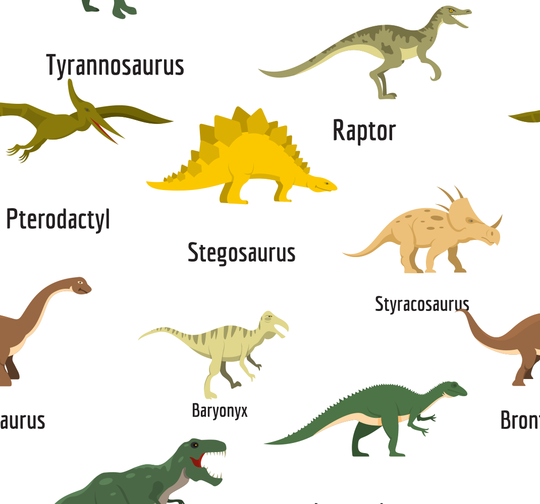 Covor vinil dormitor dinozauri reali cu nume - TenStickers