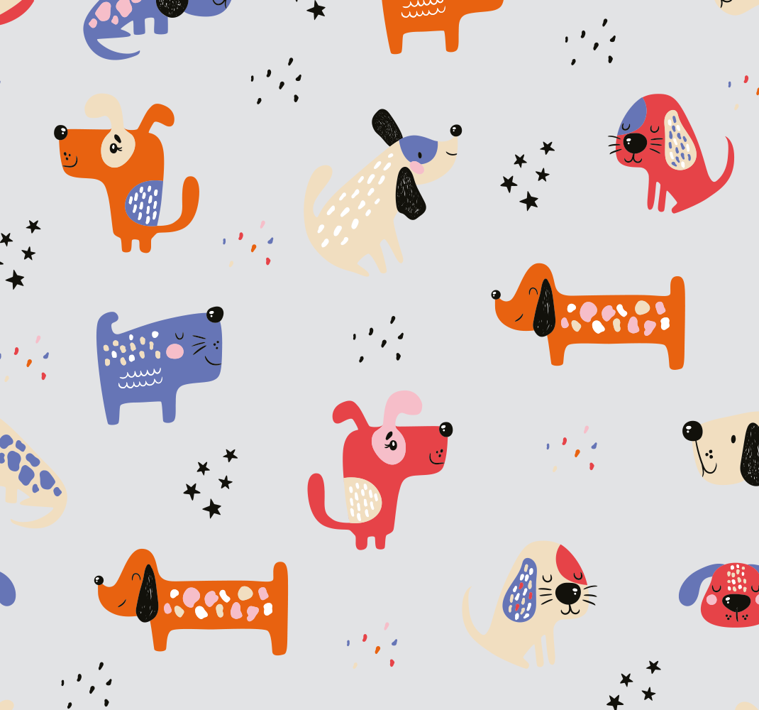 Covor vinil dormitor câini ilustrați - TenStickers