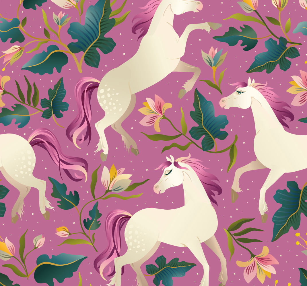 Covor vinil dormitor design cal roz și floral - TenStickers