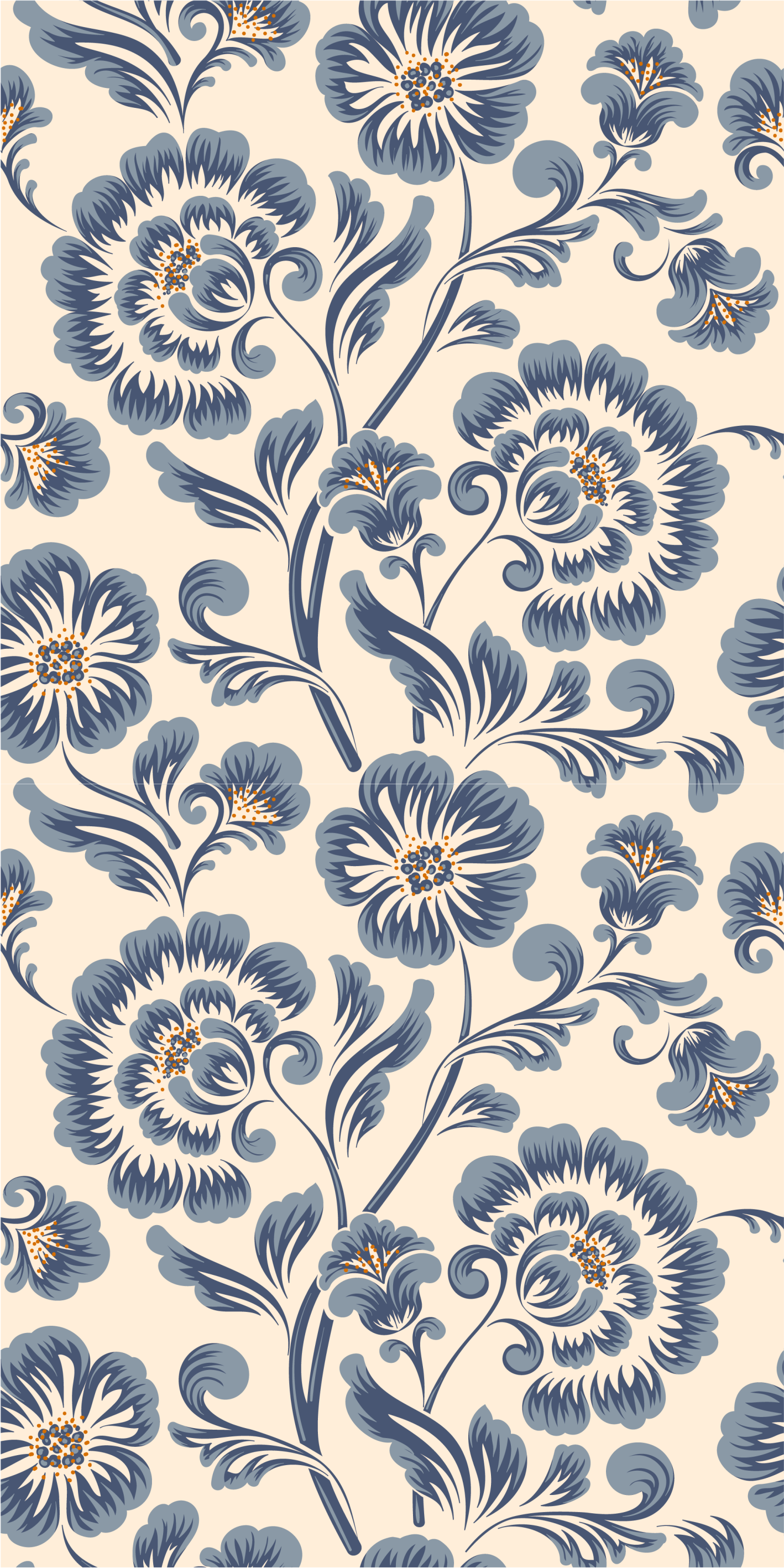 Covor vinil dormitor stil vintage floral albastru - TenStickers