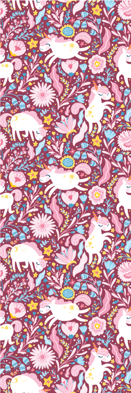 Covor vinil dormitor cu model frumos de unicorni - TenStickers