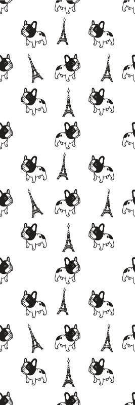 Covor vinil dormitor bulldog francez în paris - TenStickers
