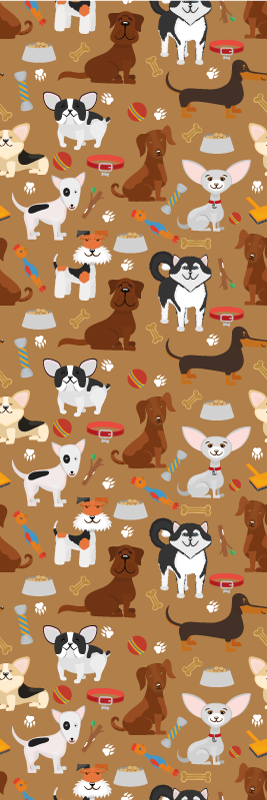 Covor vinil dormitor cu model diferit de câini drăguți - TenStickers