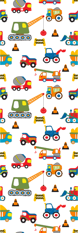 Covor vinil dormitor design drăguț cu excavatoare - TenStickers