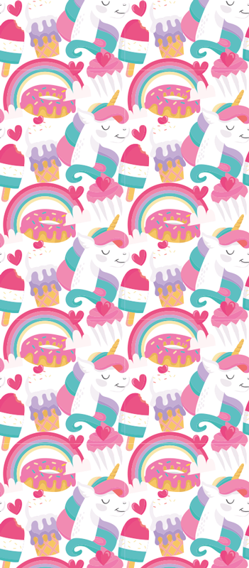 Covor vinil dormitor unicorni cu curcubeu - TenStickers
