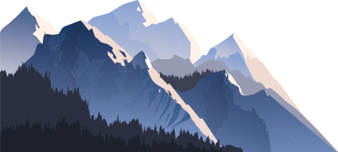 Covor vinil cu aspect de natura pădure gri munți soare - TenStickers