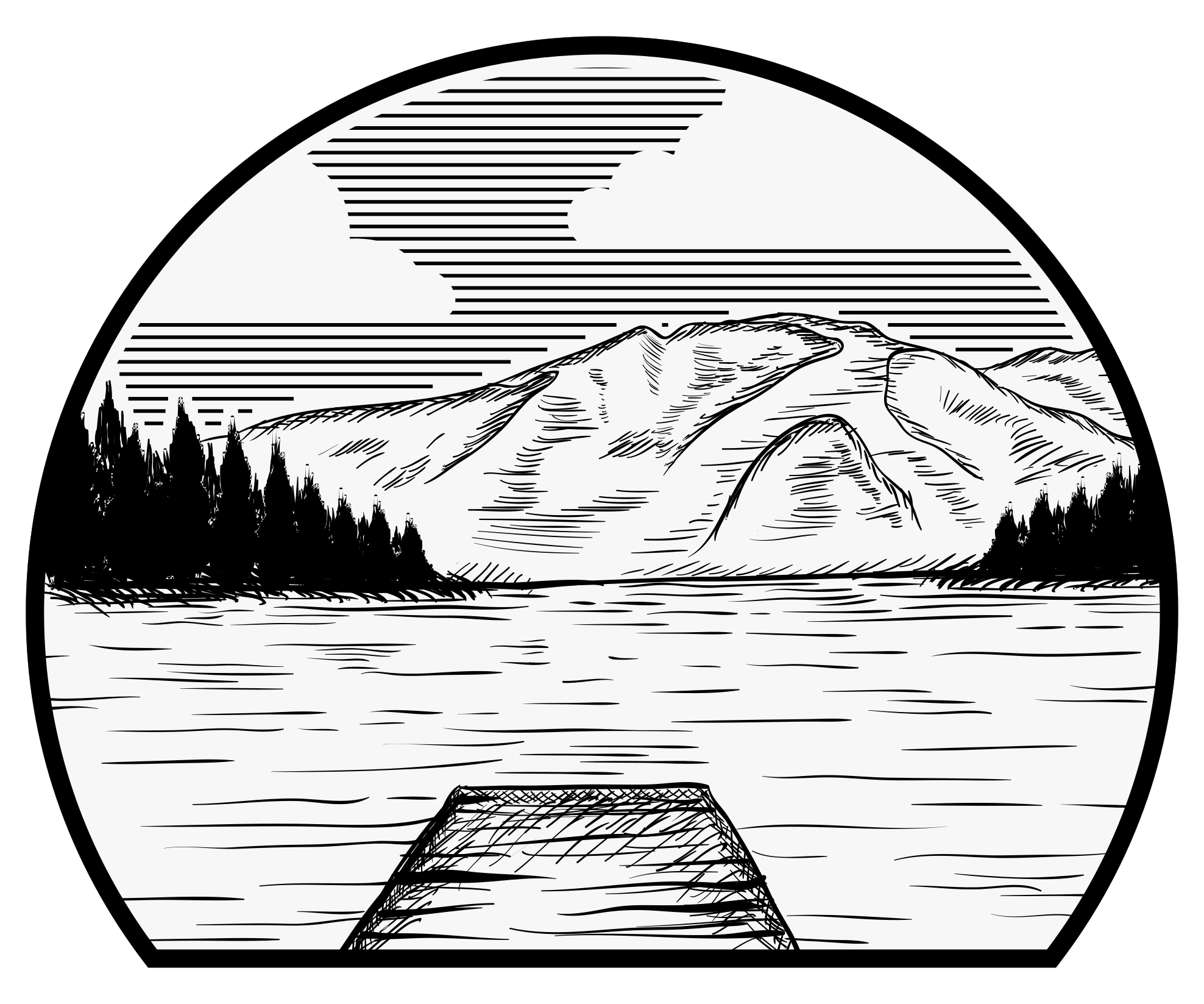 Covor vinil cu aspect de natura camping la lac de pini - TenStickers