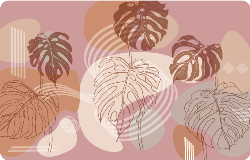 Covor vinil cu aspect de natura schiță continuă cu frunze - TenStickers