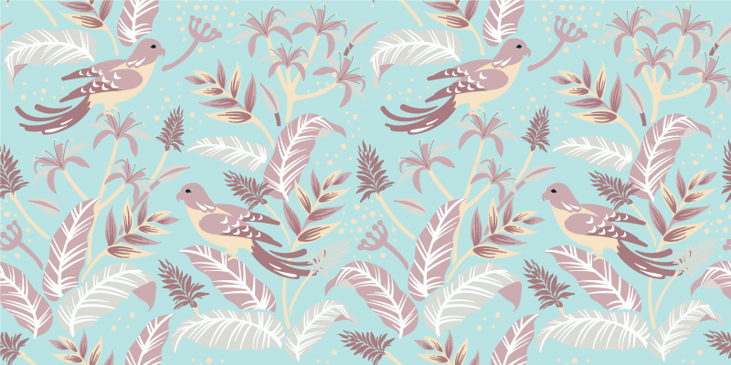 Covor vinil cu aspect de natura model flori albastre și roz - TenStickers