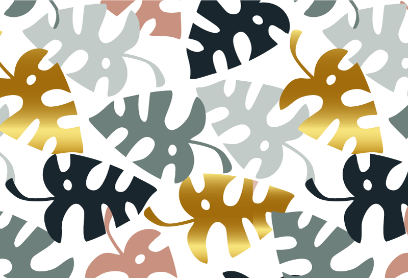 Covor vinil cu aspect de natura frunze aurii și colorate - TenStickers