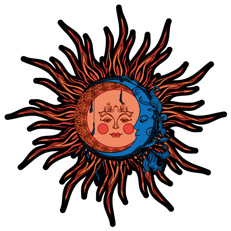 Covor vinil cu aspect de natura soare și lună celestial - TenStickers