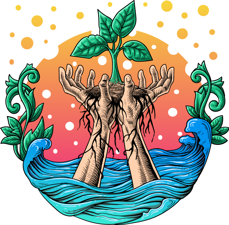 Covor vinil cu aspect de natura maini care cresc natura - TenStickers