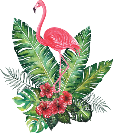 Covor vinil flori și plante flamingo tropical mare - TenStickers