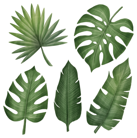 Covor vinil flori și plante frunze verzi mari - TenStickers