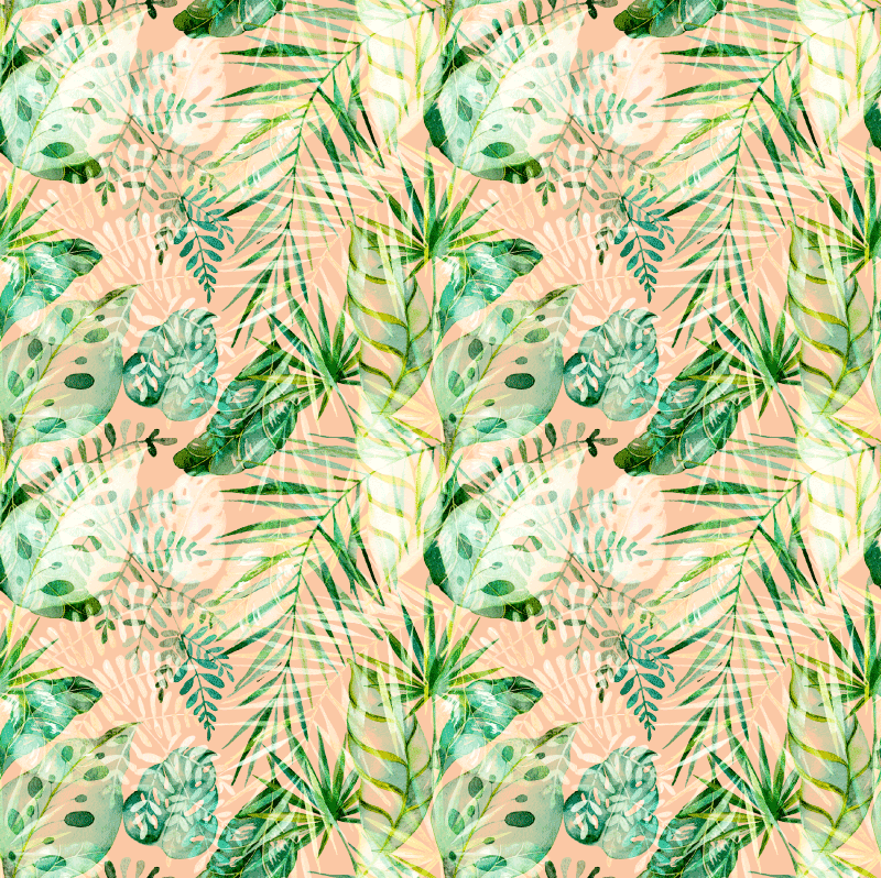 Covor vinil flori și plante design cu frunze roz - TenStickers