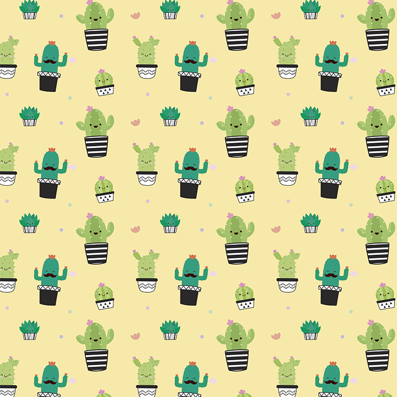 Covor vinil flori și plante model cactus - TenStickers