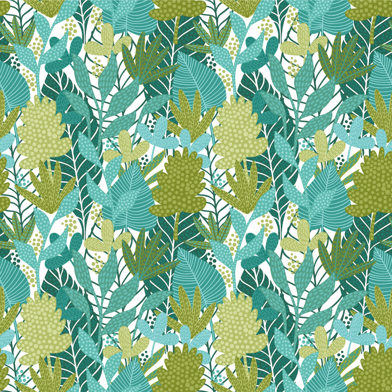 Covor vinil flori și plante design boho cu frunze tropicale - TenStickers